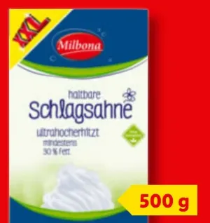 Haltbare Schlagsahne XXL