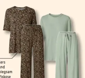 Damen-Gerippter Pyjama